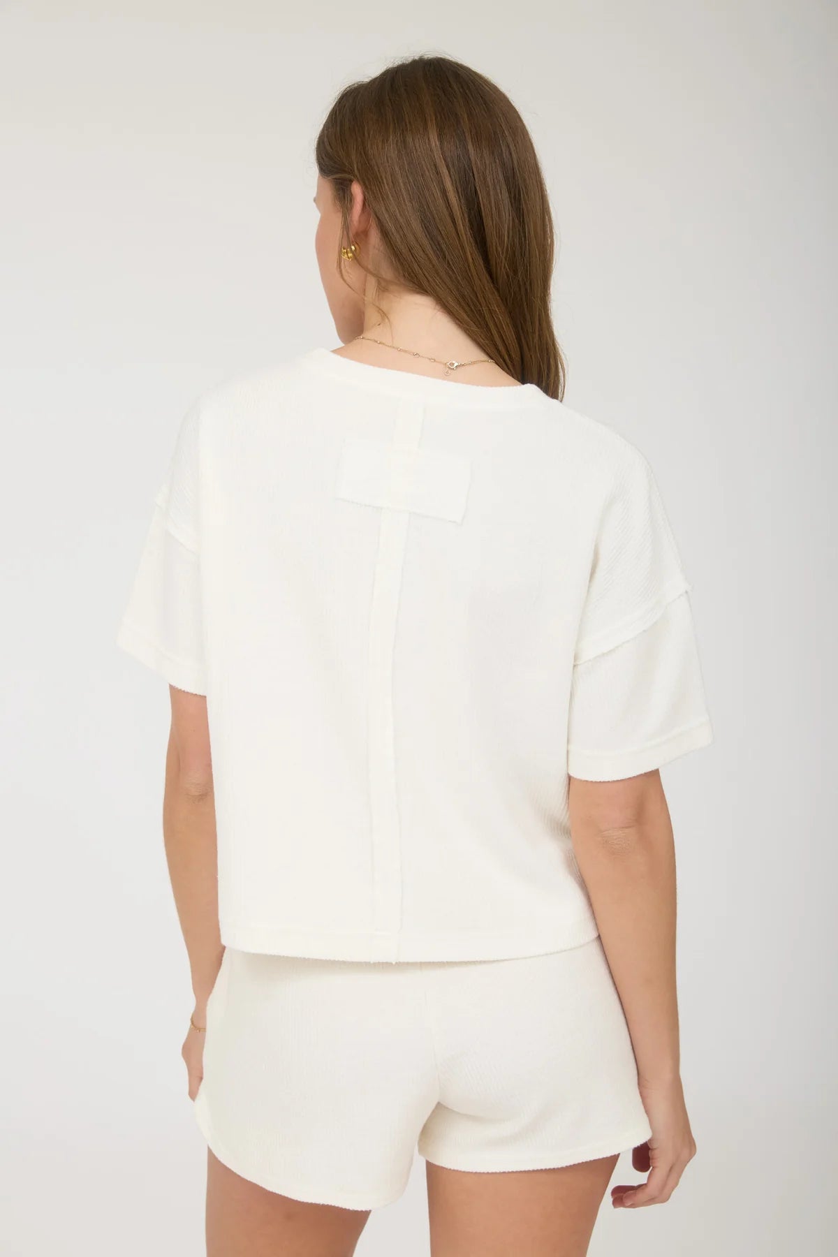Ivory Ribbed Pocket Tee