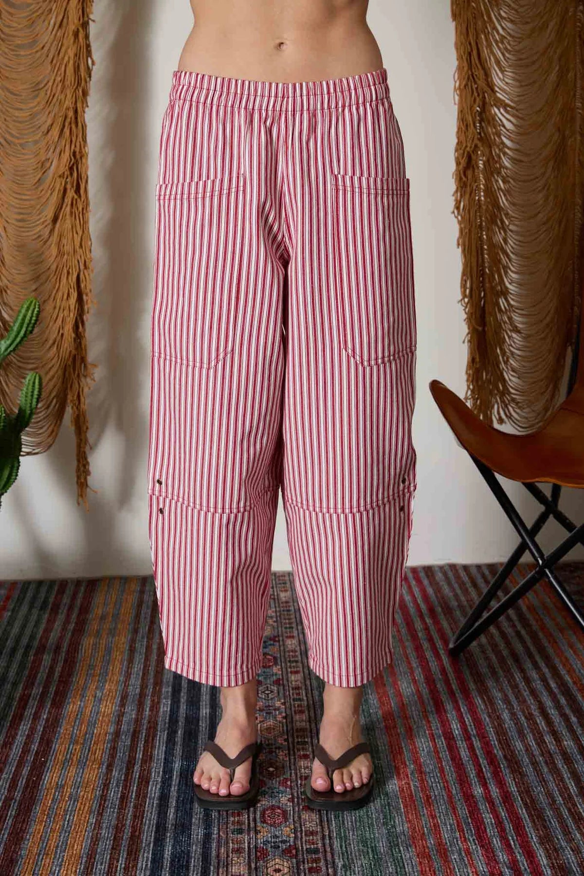 Berry Stripe Wide Leg Pants