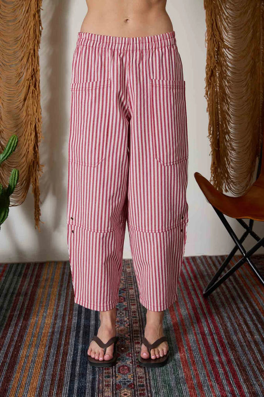 Berry Stripe Wide Leg Pants