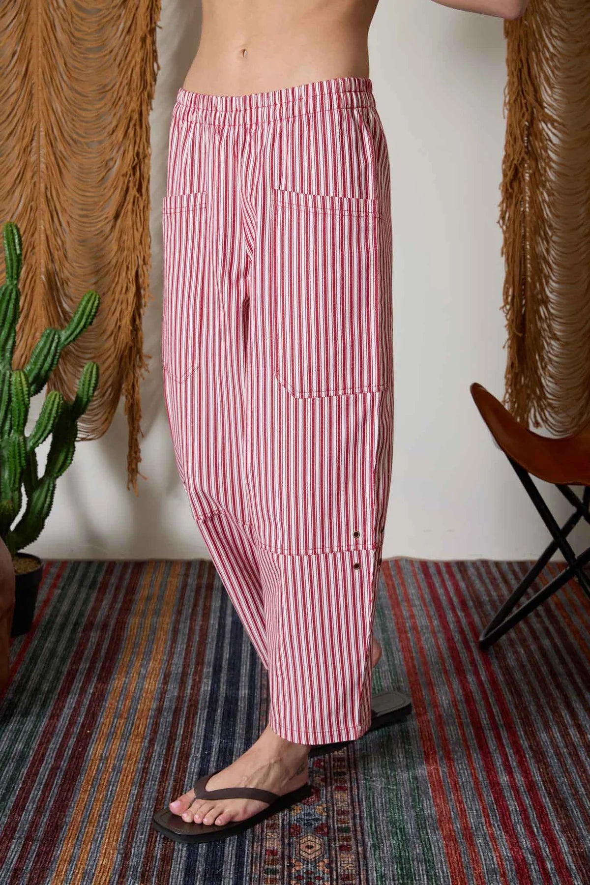 Berry Stripe Wide Leg Pants