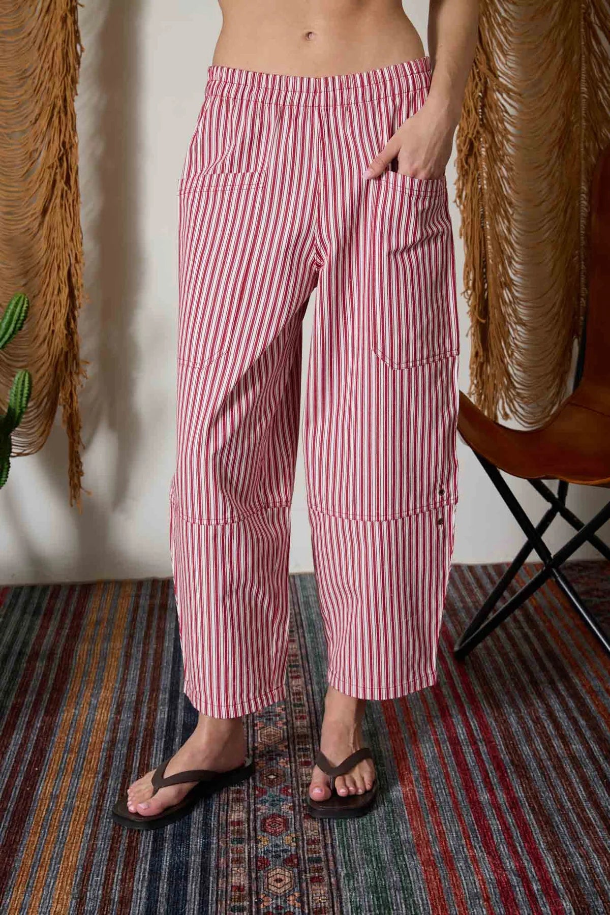 Berry Stripe Wide Leg Pants