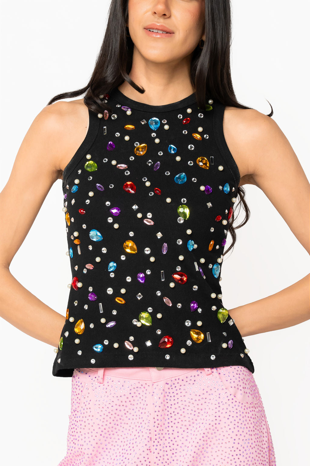 Black Jewel & Pearl Tank