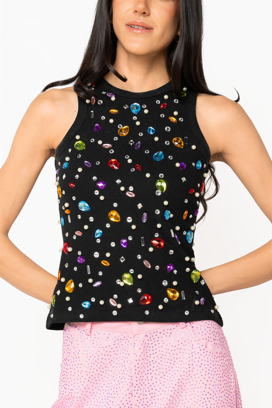 Black Jewel & Pearl Tank