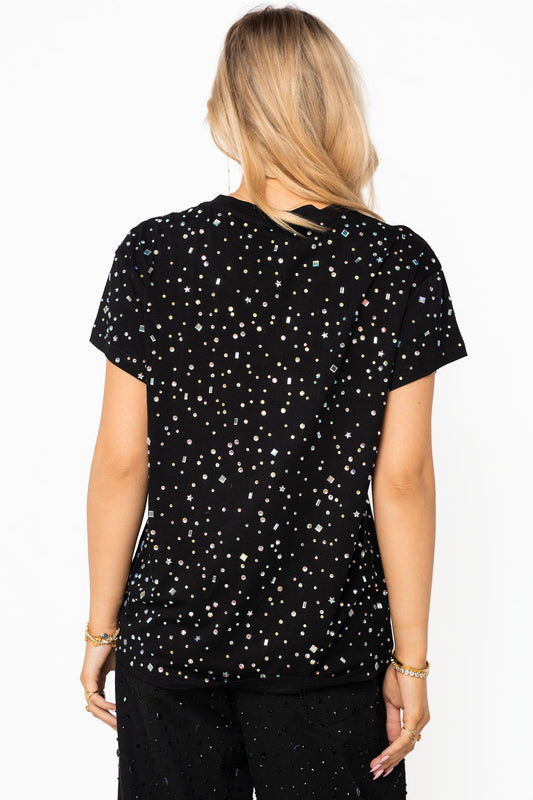 Black Multi Rhinestone Tee