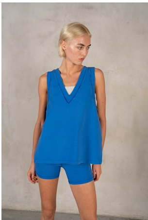 Blue Oversized Jersey Tank