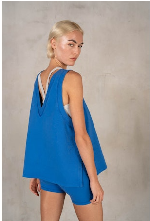 Blue Oversized Jersey Tank