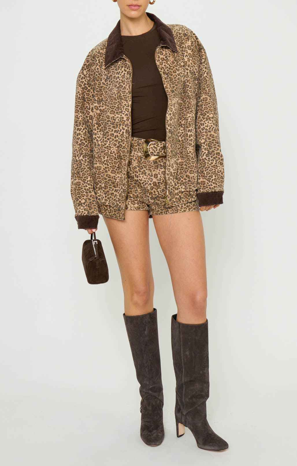 Leopard Denim Carter Bomber Jacket