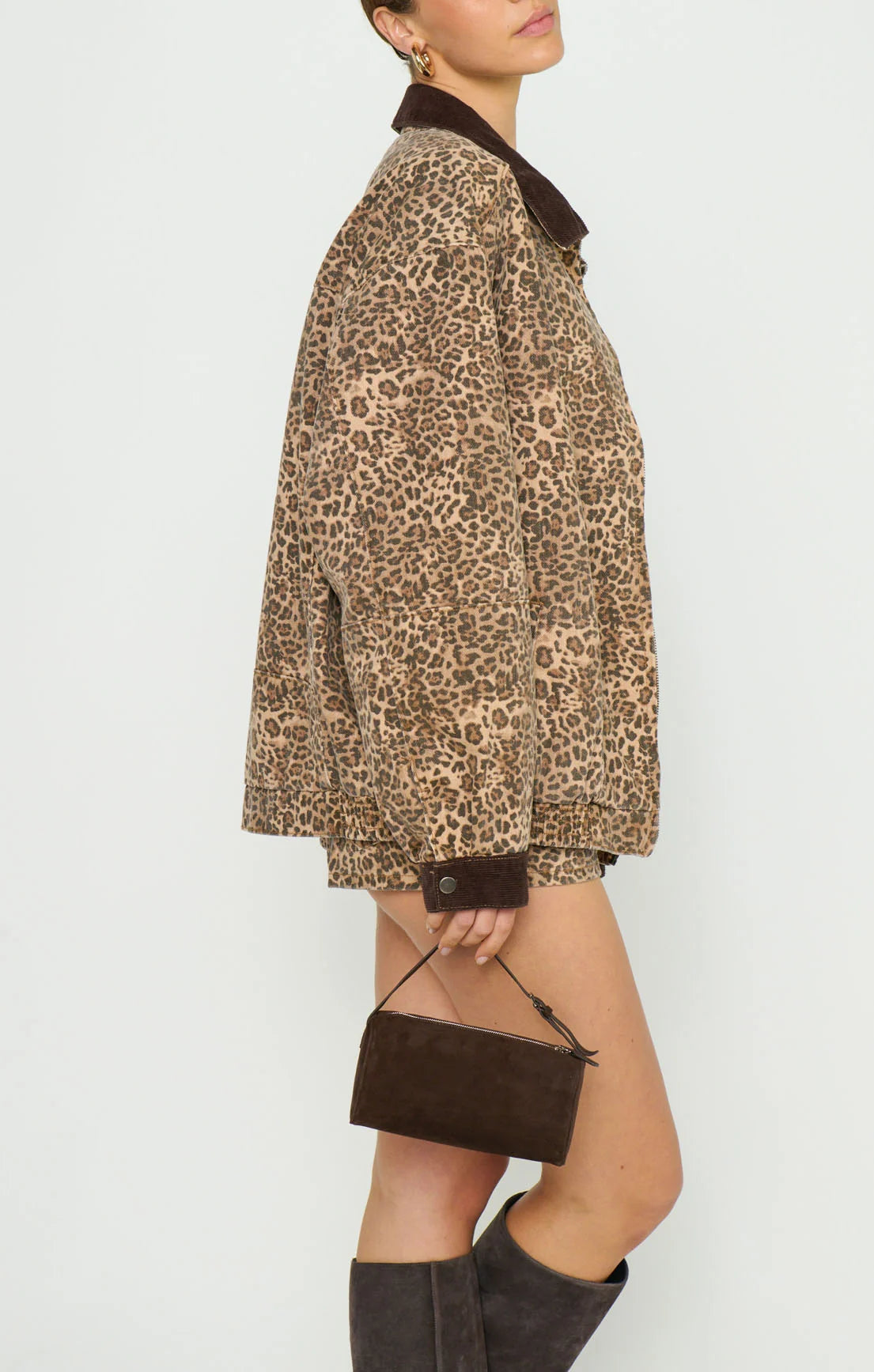 Leopard Denim Carter Bomber Jacket