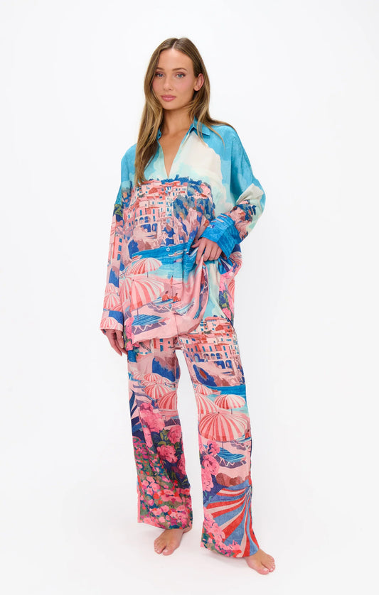 Oasis Beach Club Overslept Silky PJ Set