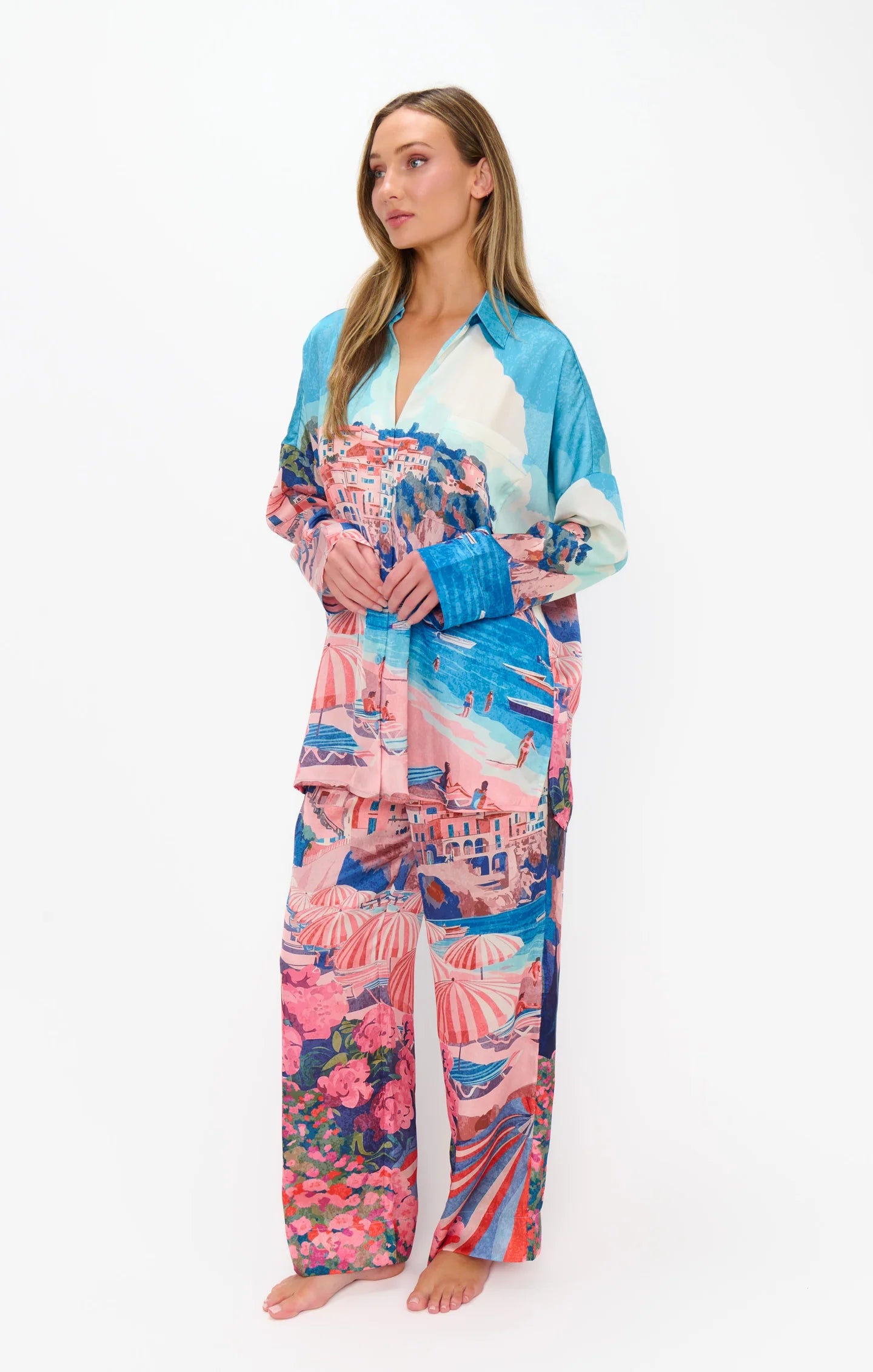 Oasis Beach Club Overslept Silky PJ Set