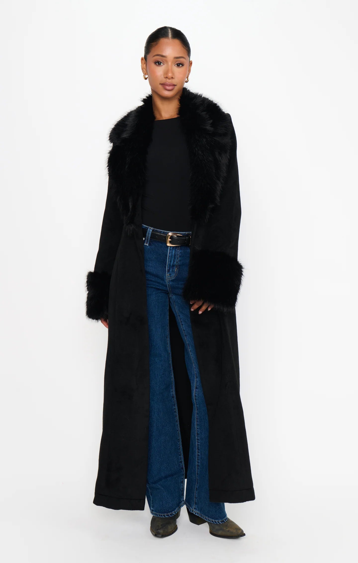 Checkroom Coat Black Faux Fur