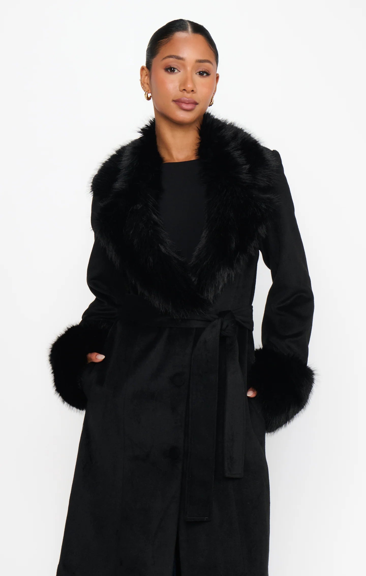 Checkroom Coat Black Faux Fur