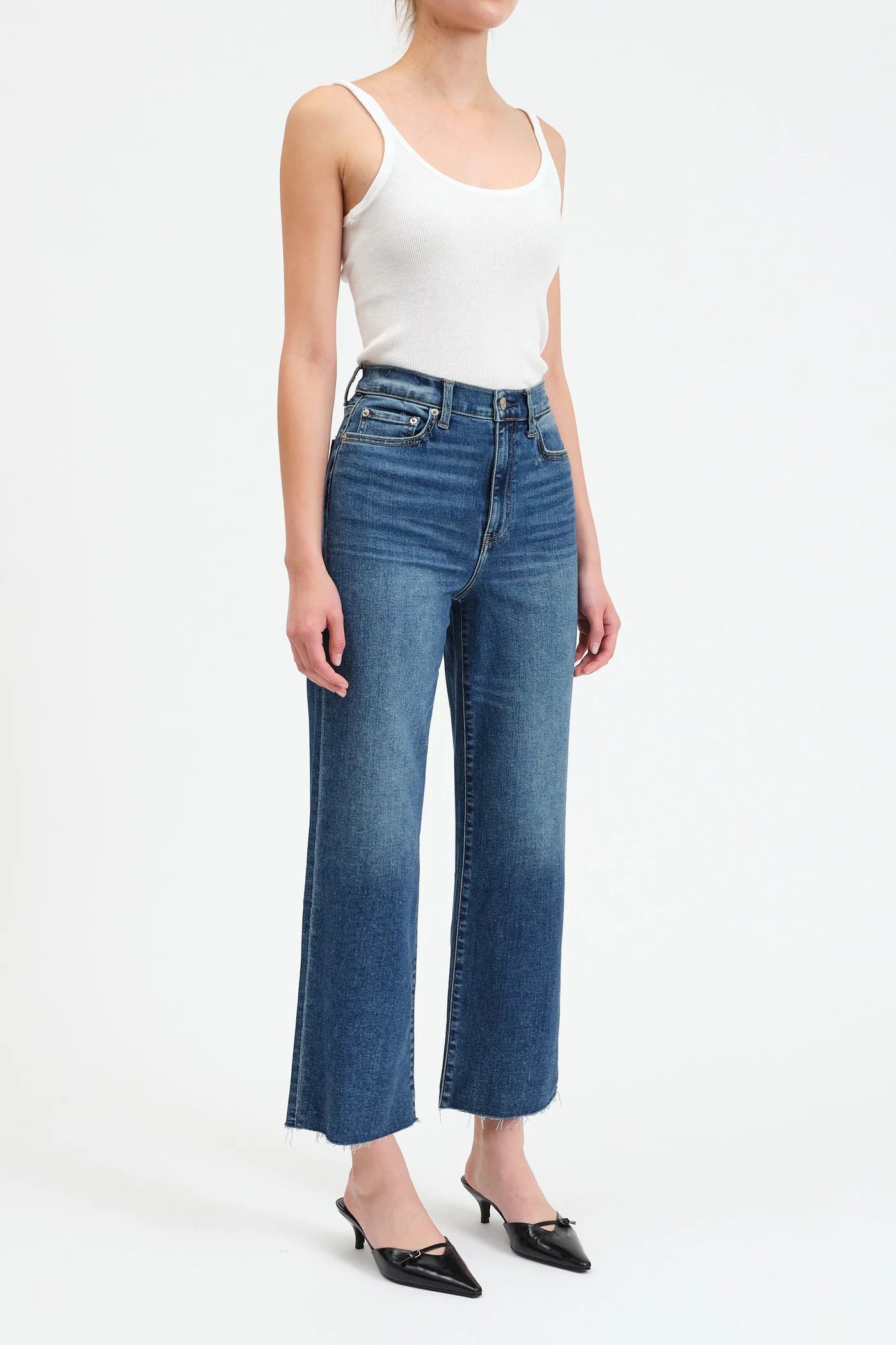 Pleaser High Rise Wide Ankle Jean in Uptown