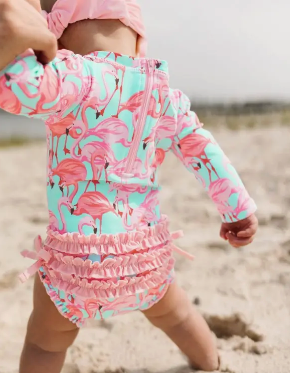 Fab Flamingo Long Sleeve One Piece Rash Guard