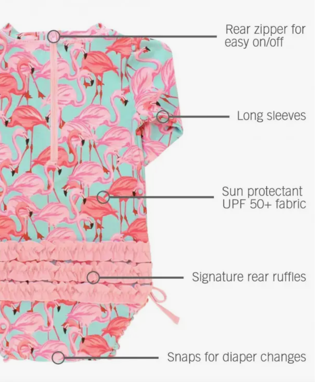 Fab Flamingo Long Sleeve One Piece Rash Guard