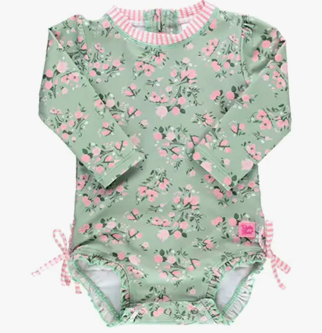 Tea Roses Long Sleeve One Piece Rash Guard