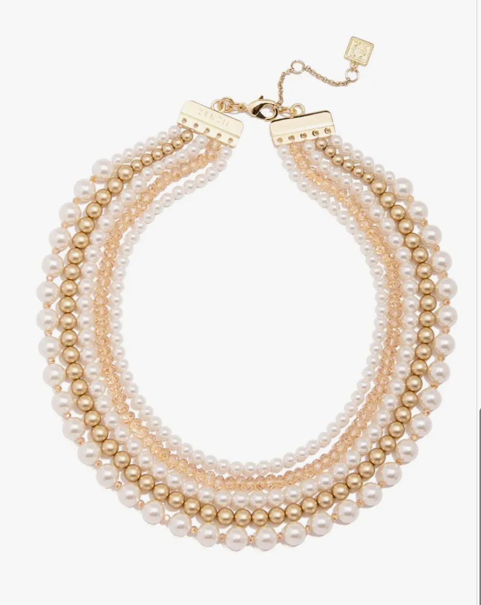 Mixed Bead Layered Collar Necklace