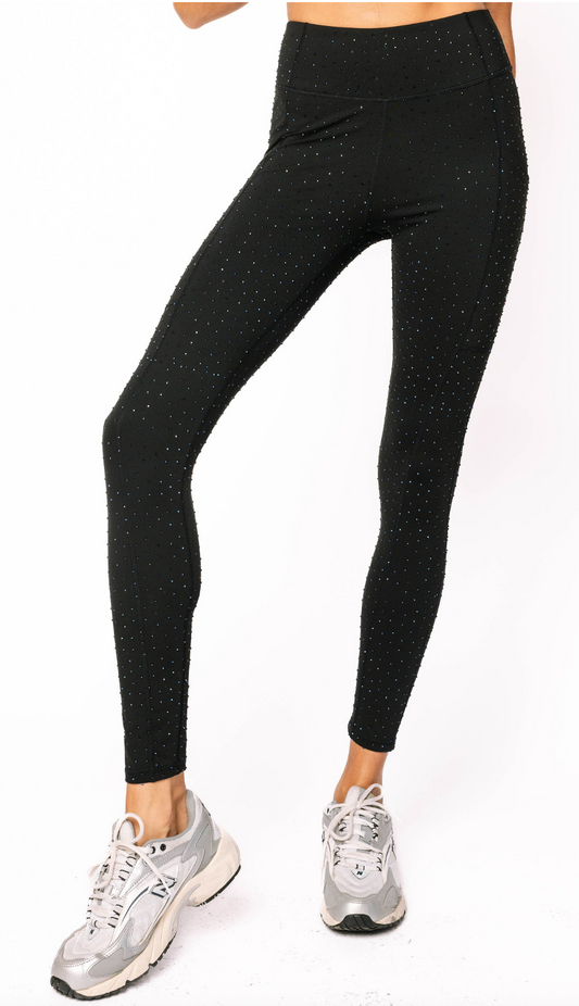 Black Scattered Rhinestone Legging