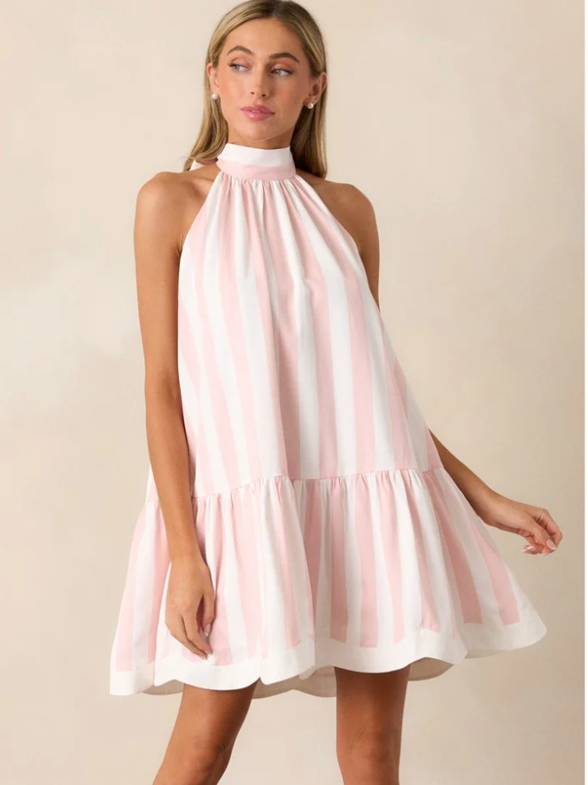 Azalea Pink Gatsby Scalloped Swing Dress