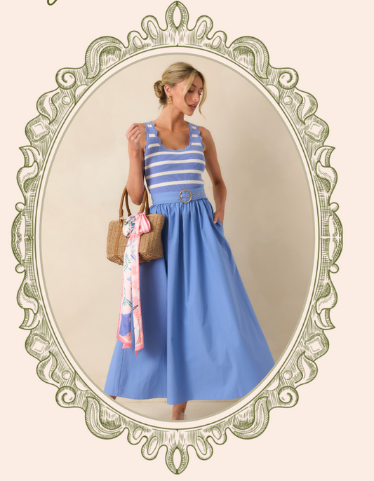 Greer Midi Dress in Spa Blue