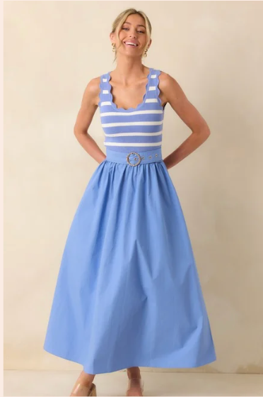 Greer Midi Dress in Spa Blue