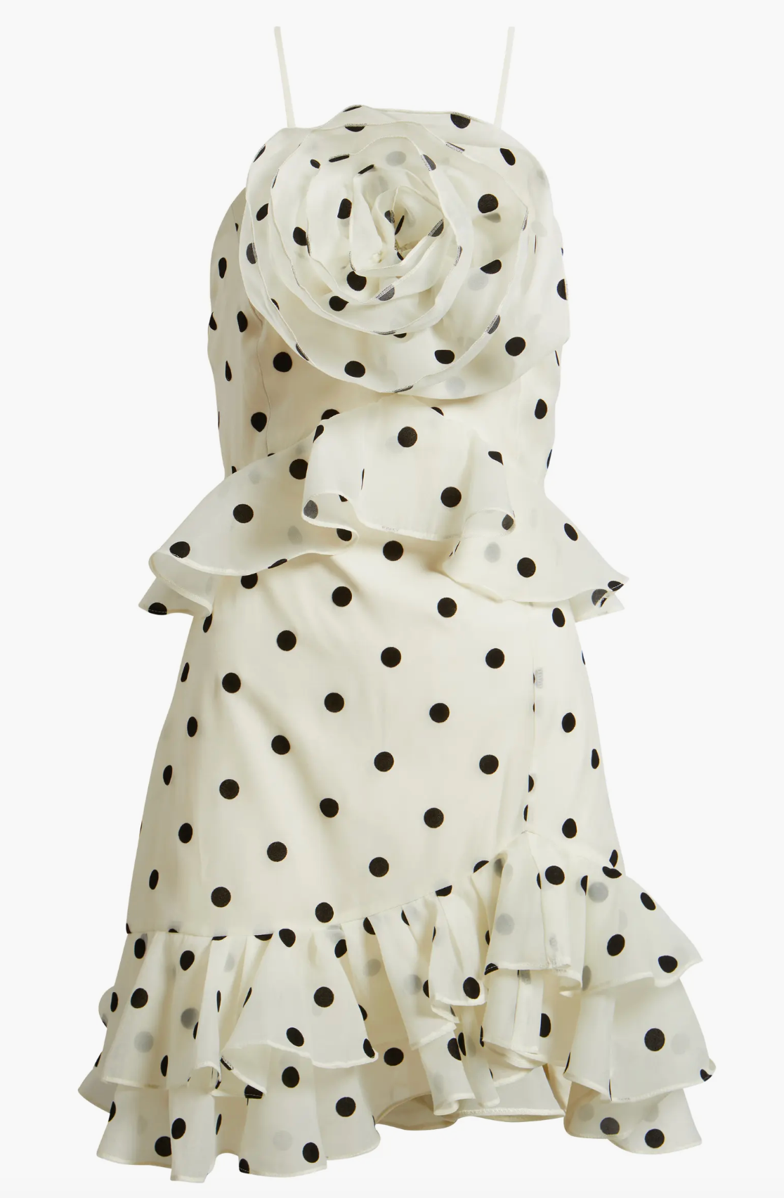 Remy Polka Dot Rosette Ruffle Minidress
