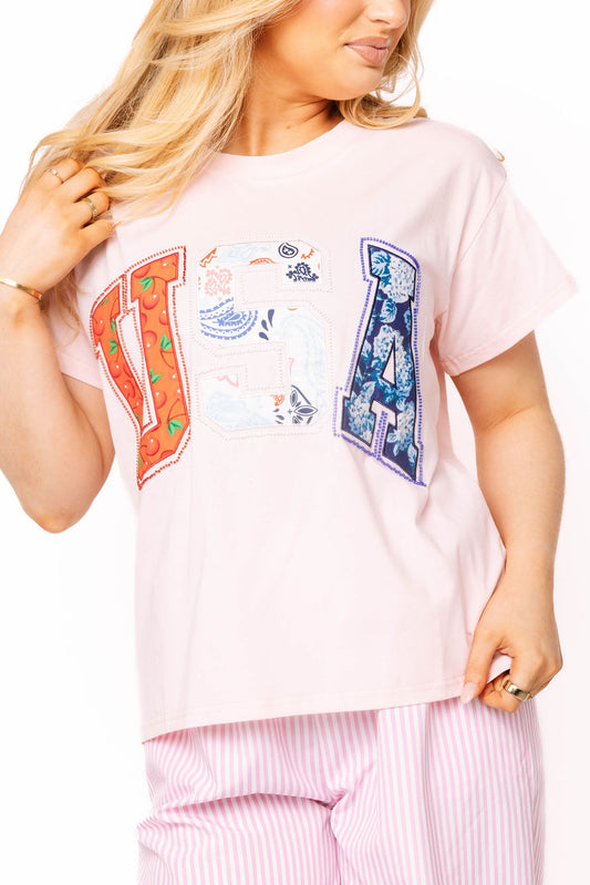 Light Pink USA Bandana Tee