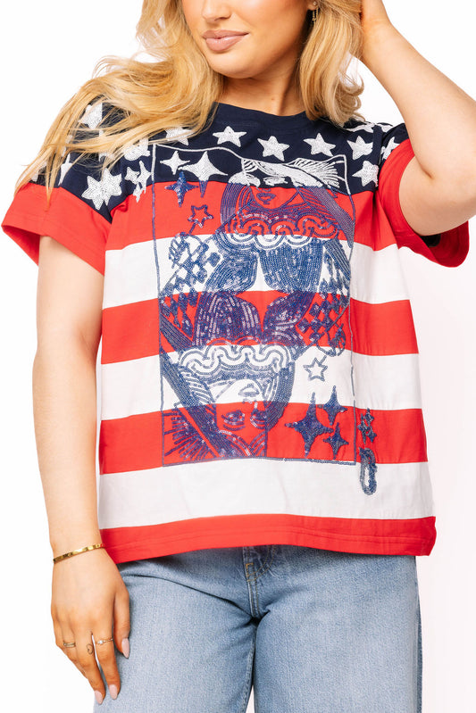 USA Star & Stripe QOS Card Logo Tee