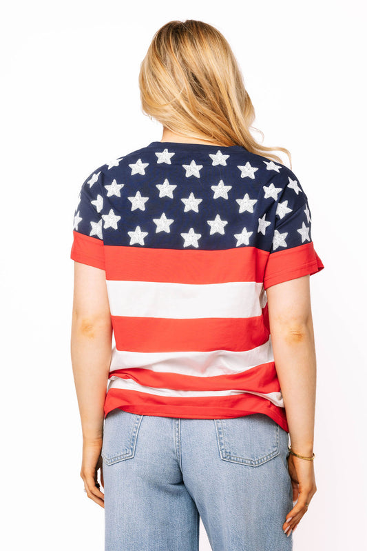 USA Star & Stripe QOS Card Logo Tee