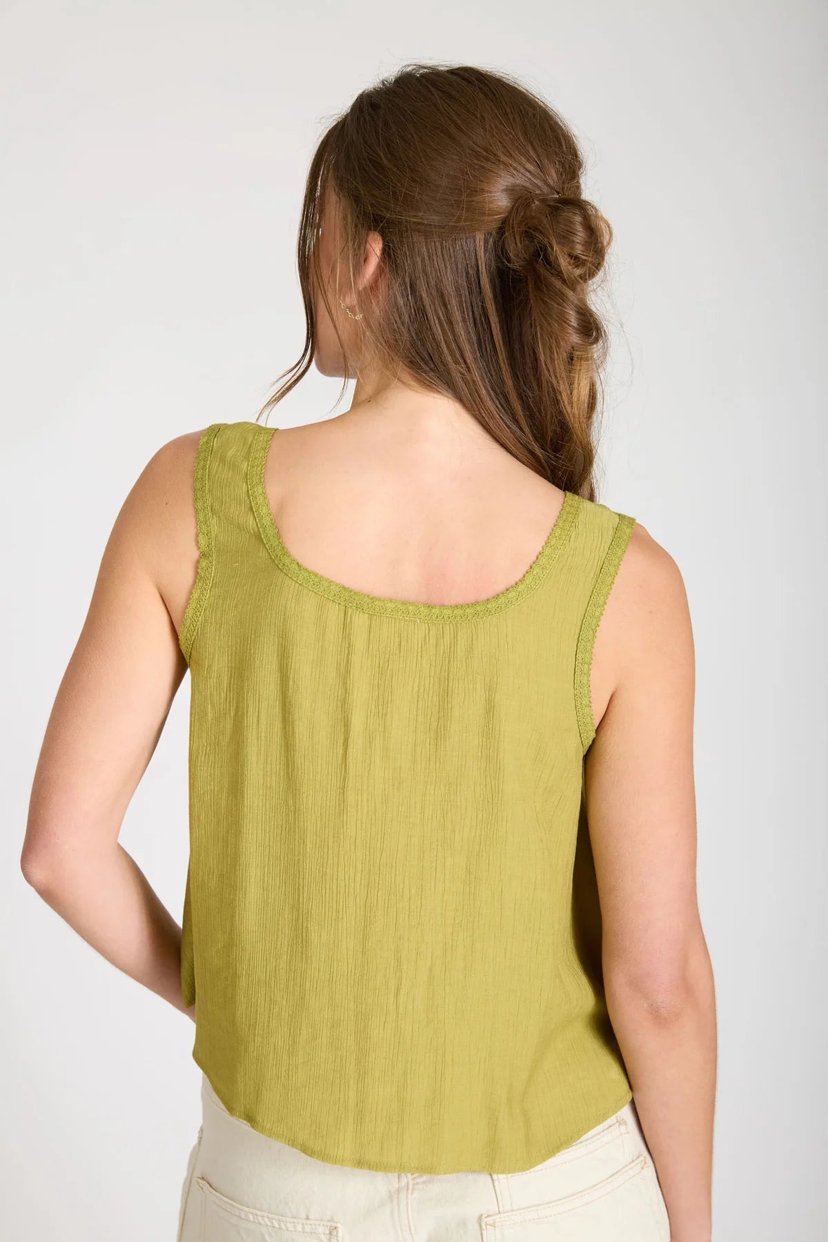 Whisper Pleated Tank in Kiwi