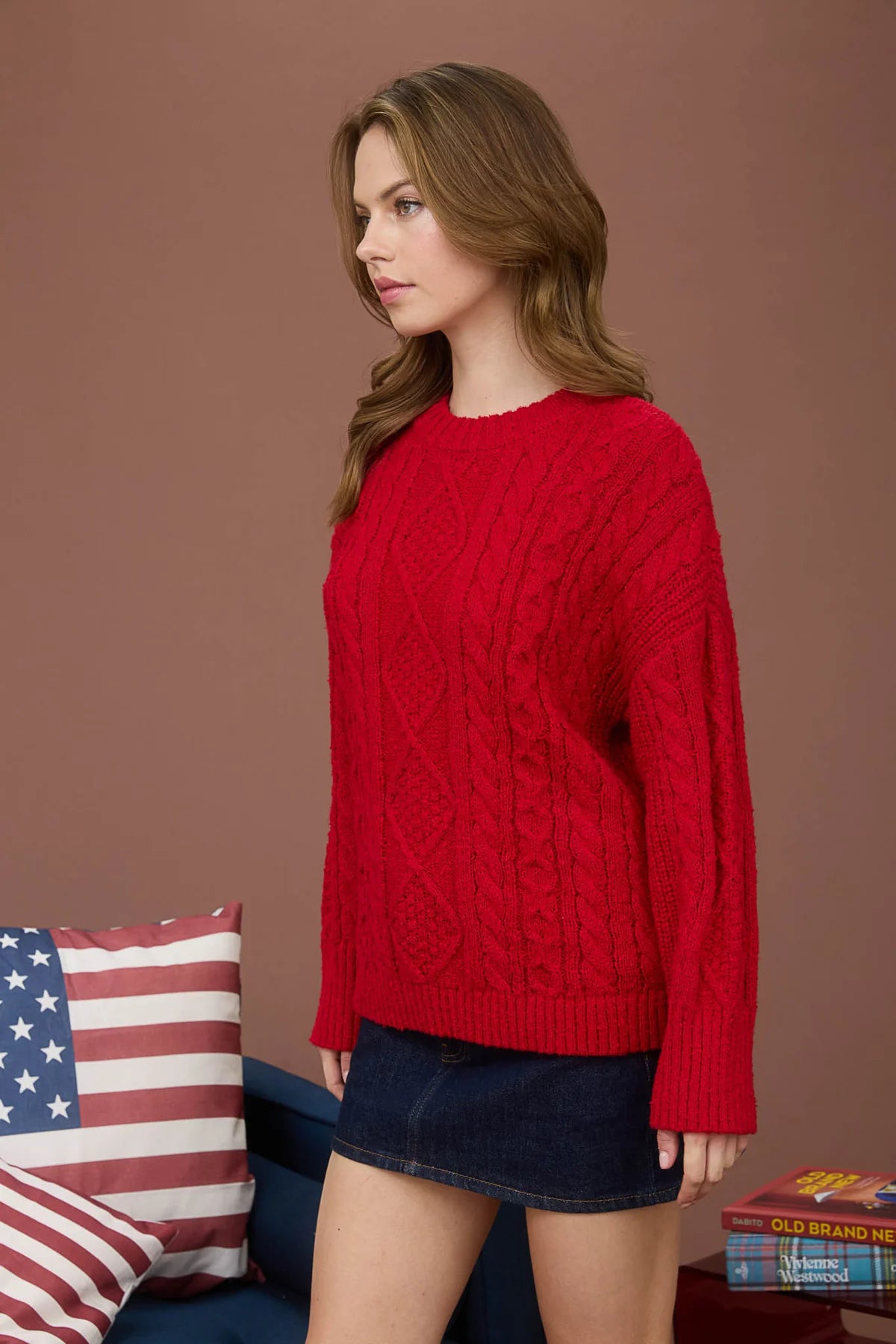 Cherry Cable Knit Sweater