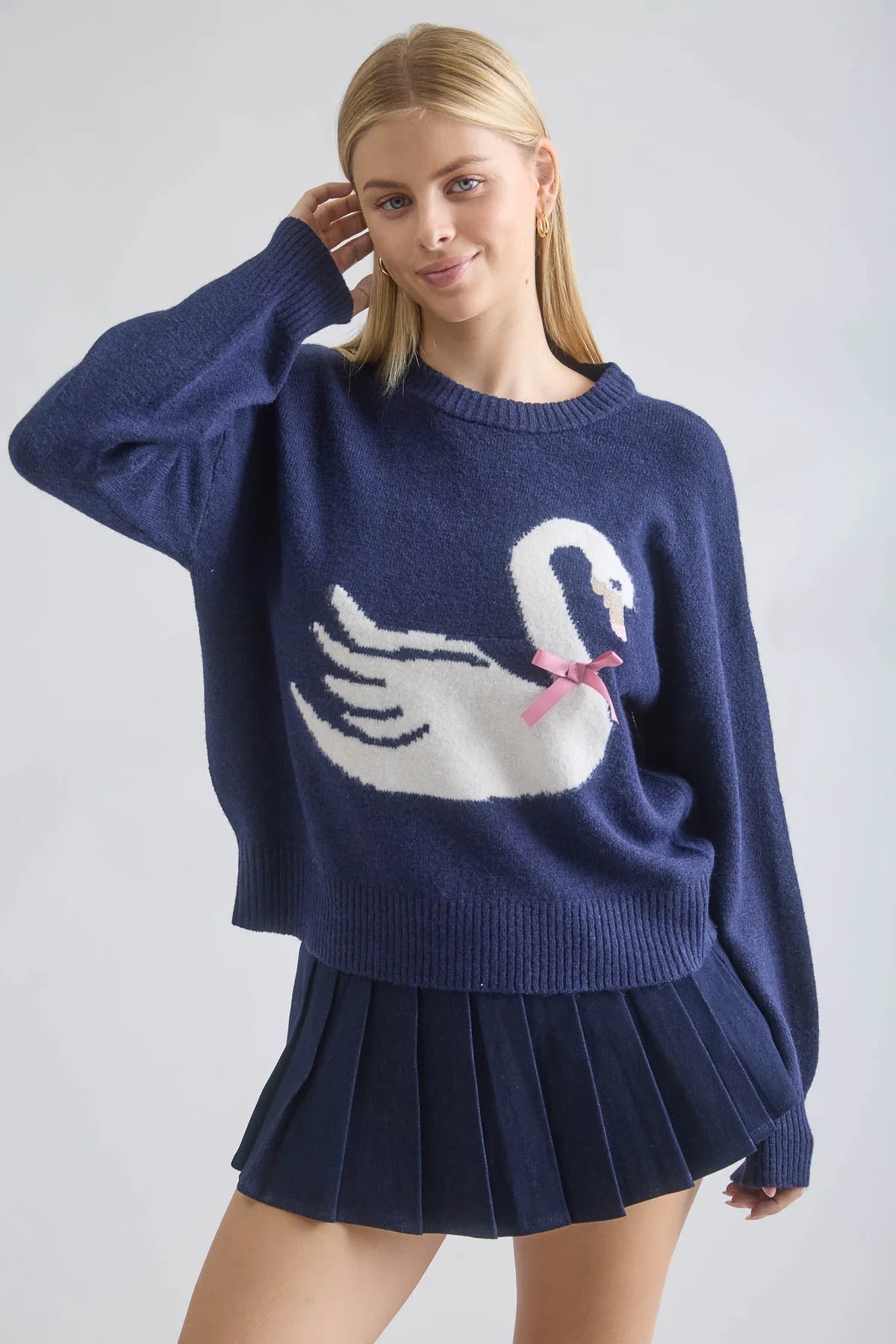 Graceful Swan Knit Sweater