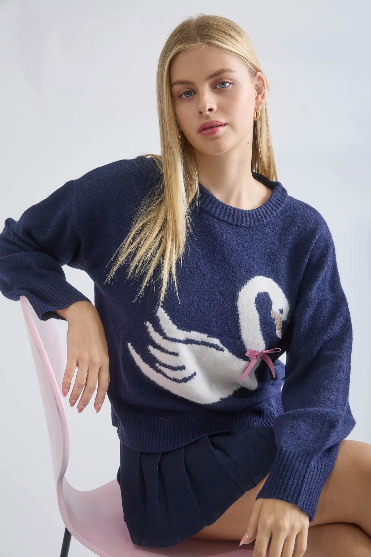 Graceful Swan Knit Sweater