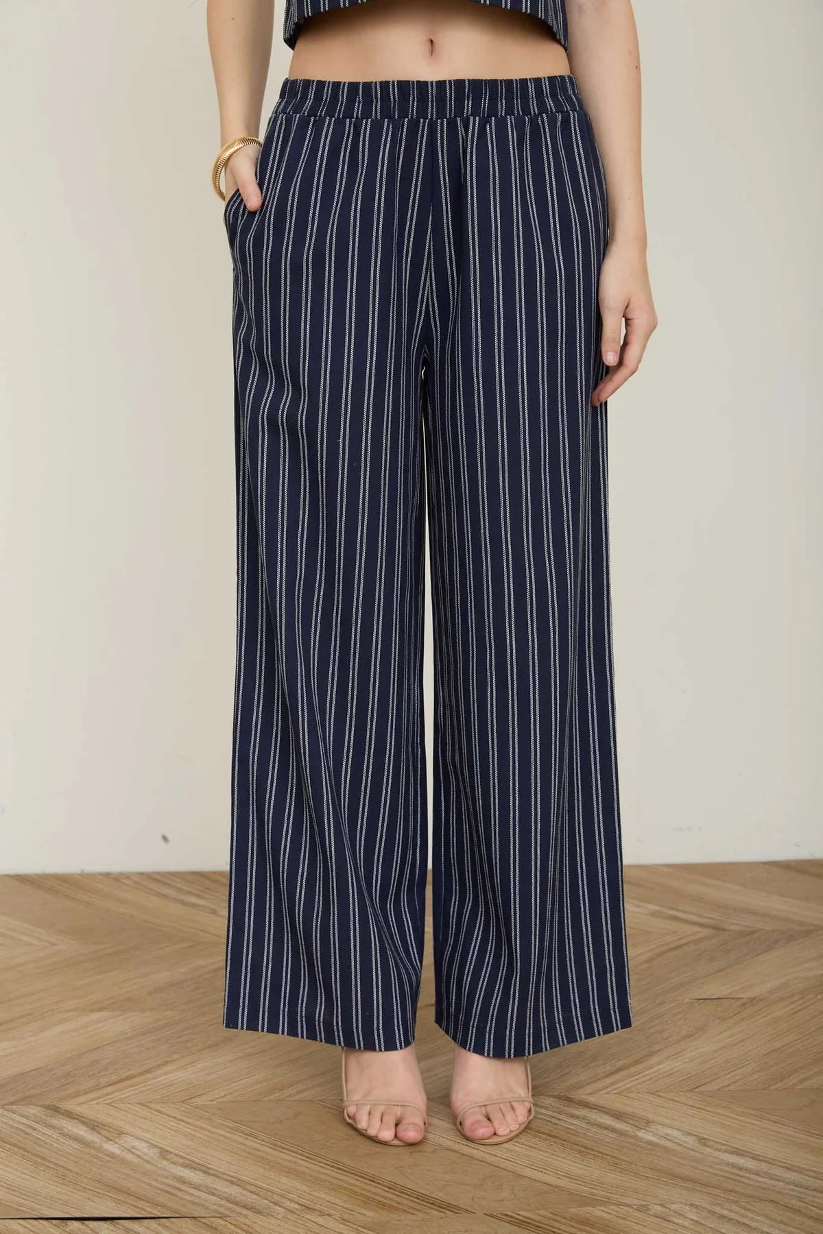 Navy Stripe Linen Lounge Pants