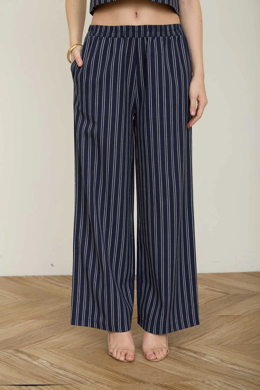 Navy Stripe Linen Lounge Pants