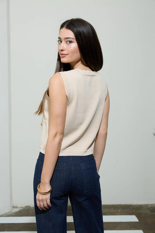 Harbor Button Tank in Khaki