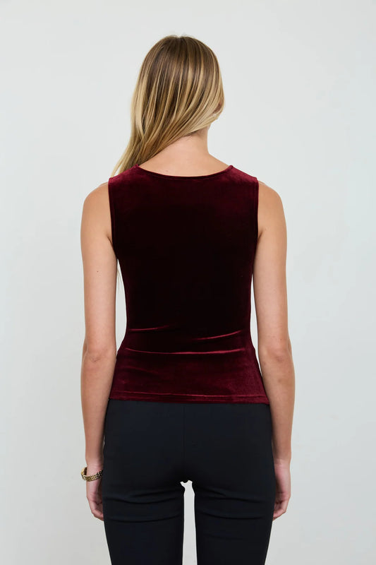 Ruched Velvet Tank in Redwood