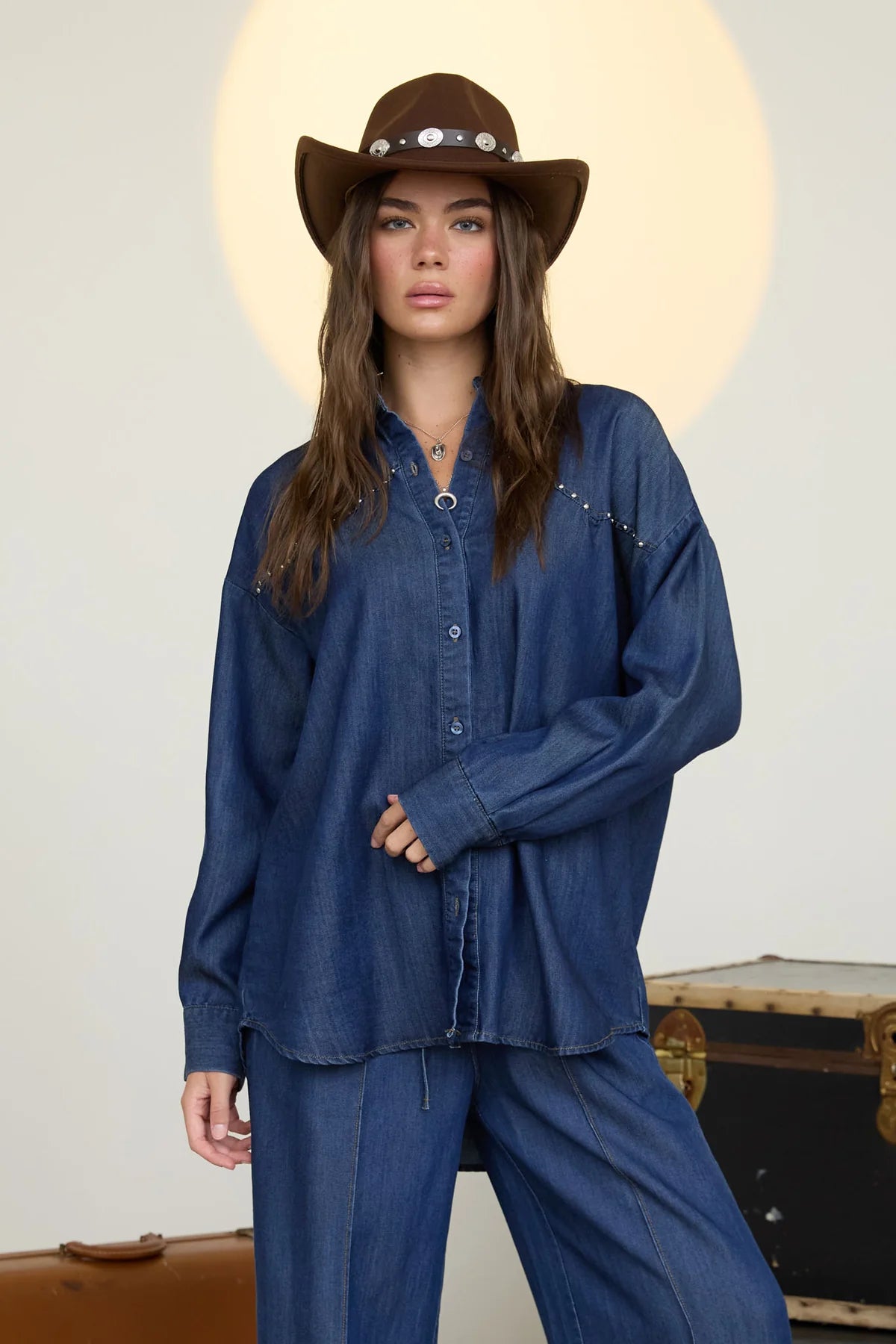 Easy Rider Studded Denim Top