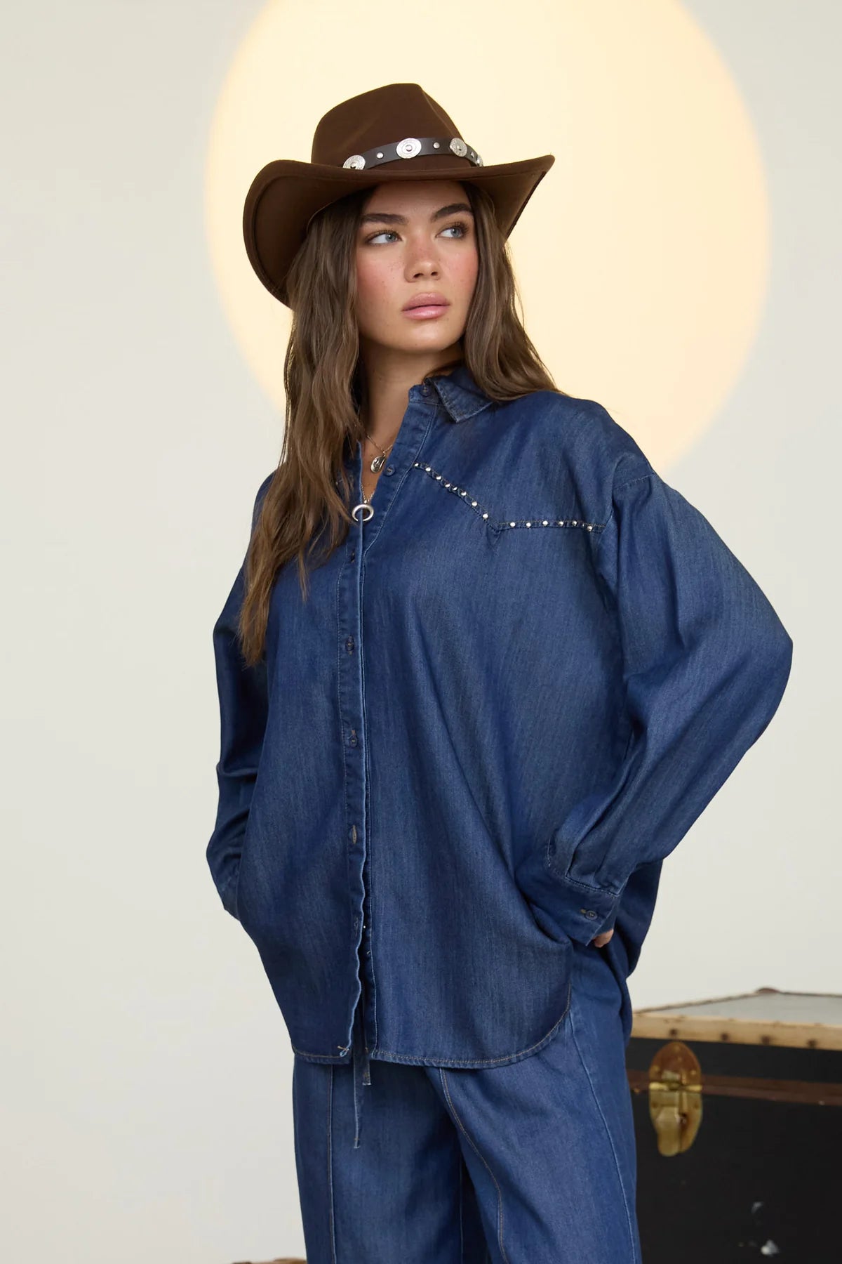Easy Rider Studded Denim Top