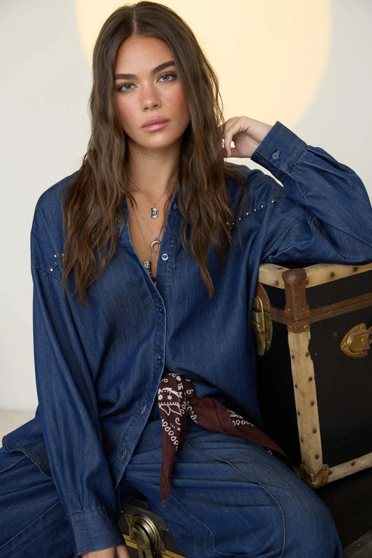 Easy Rider Studded Denim Top