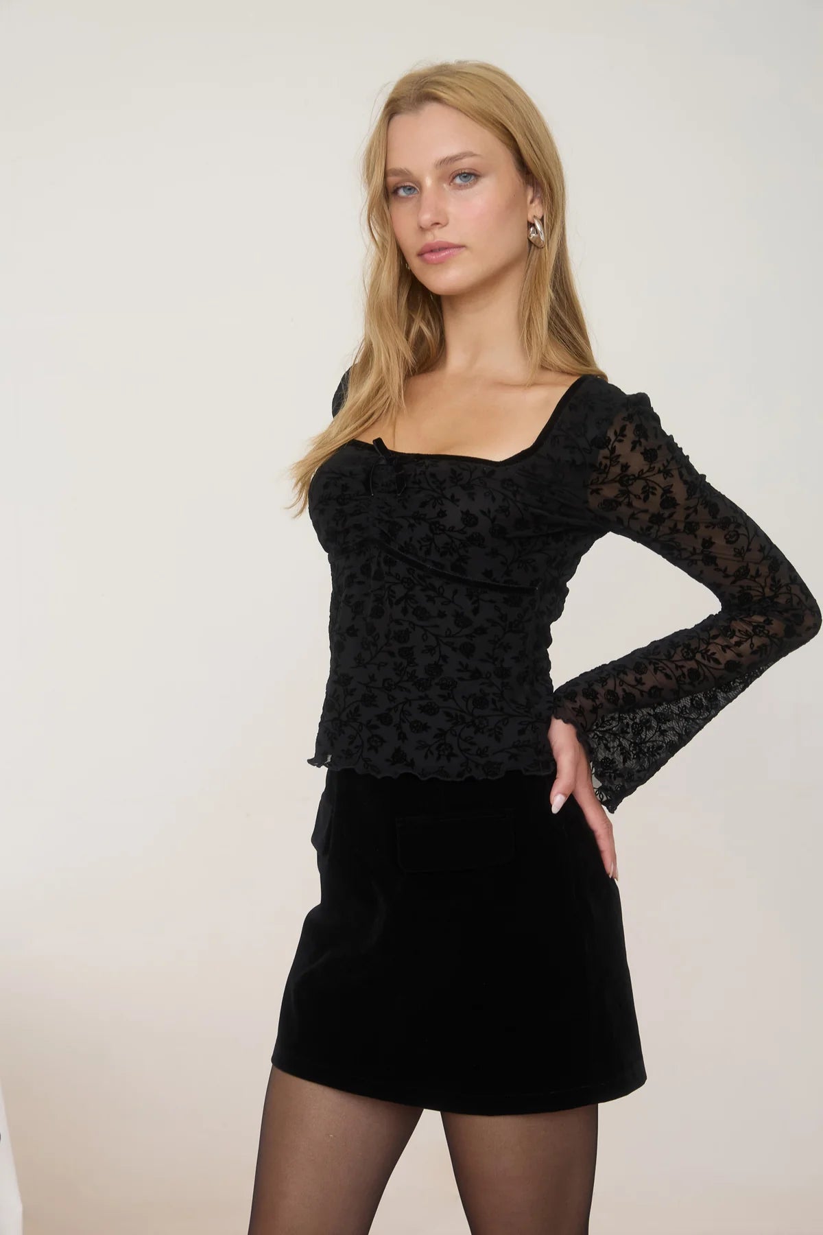 Dark Romance Velvet Sheer Top