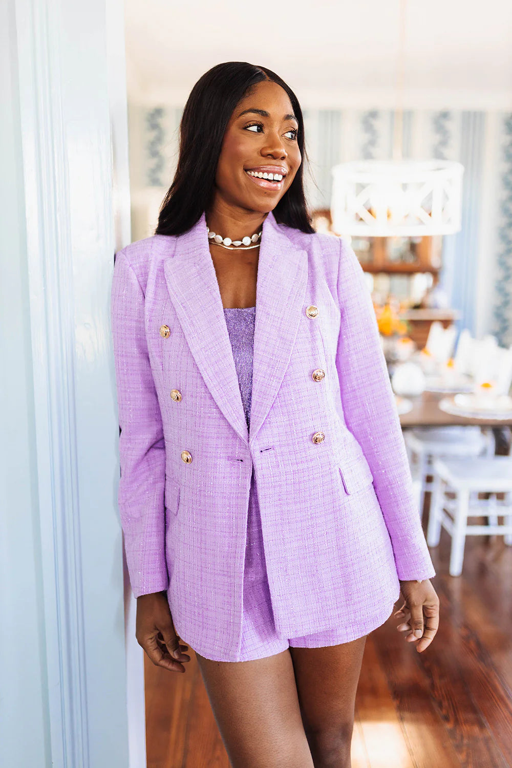 Lavender Tucker Tweed Blazer