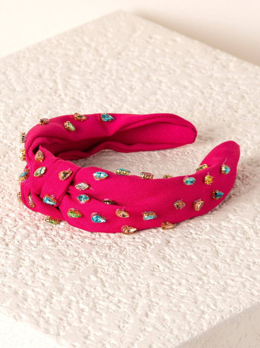 Pink Gem Knotted Headband
