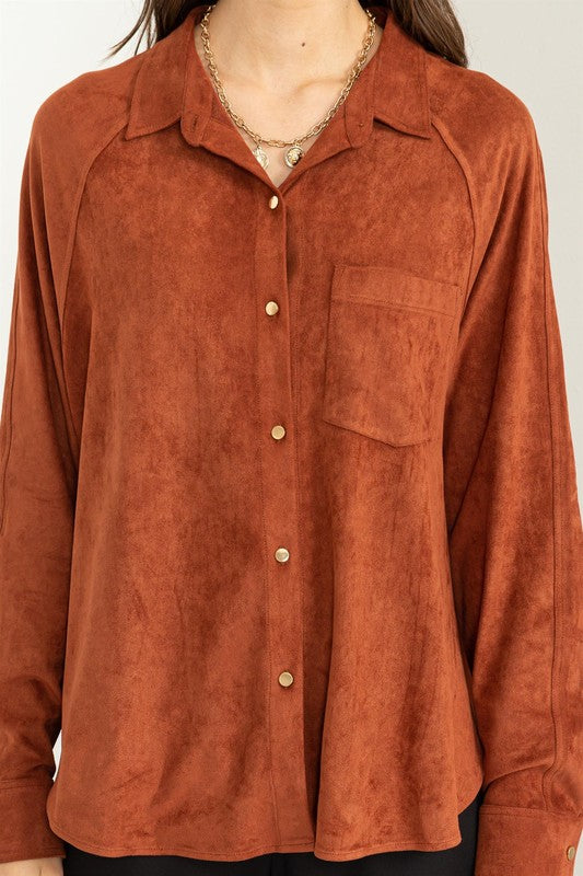 Impressive Vibe Faux Suede Shirt