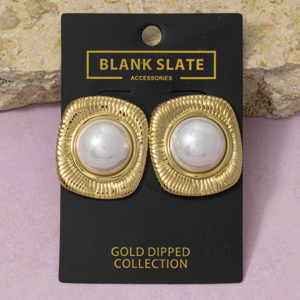 Gold Dipped Pearl Statement Stud Earrings
