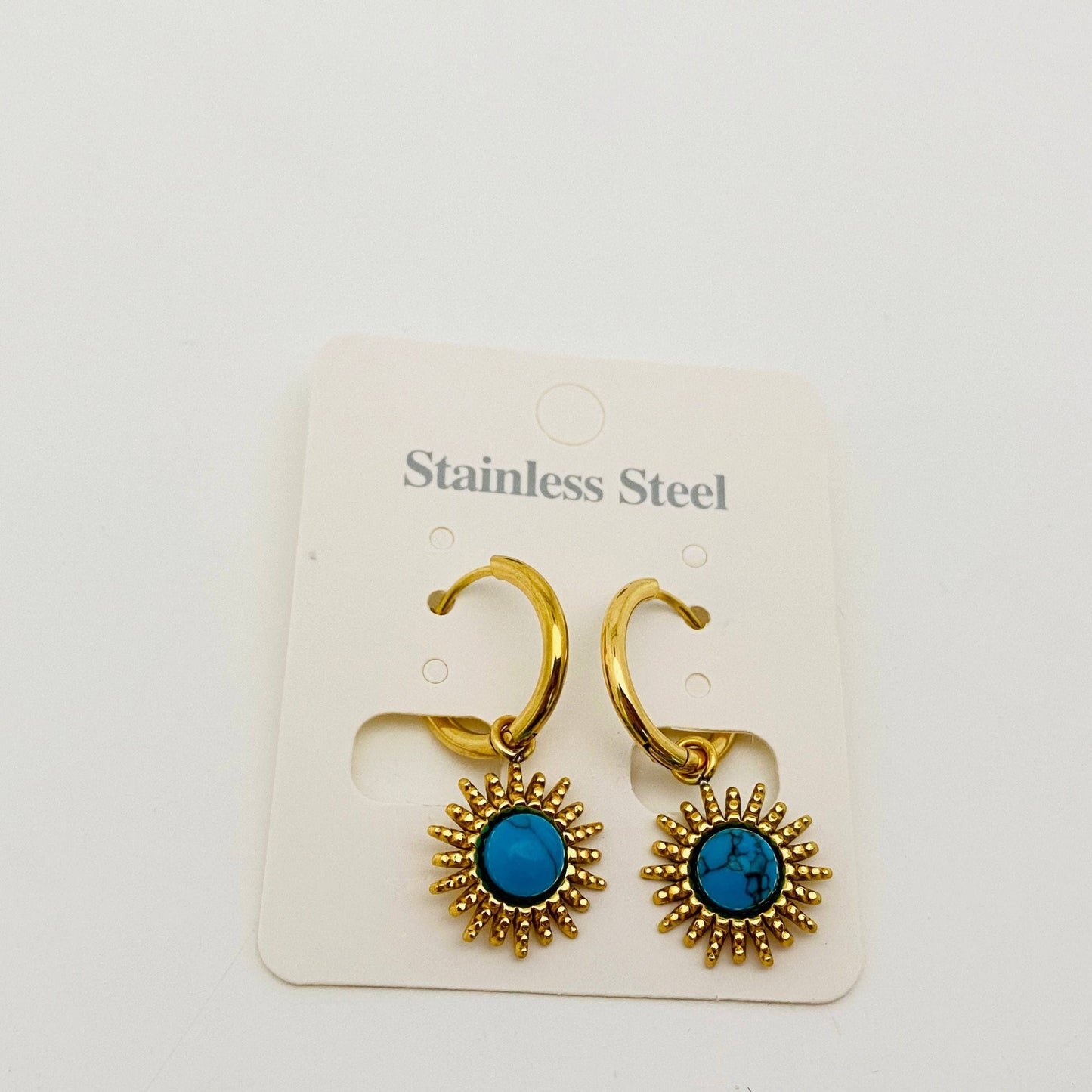 18K Gold-plated Stainless Steel Turquoise Huggie Earring
