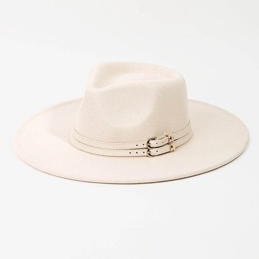 Ivory Double Belt Strap Hat