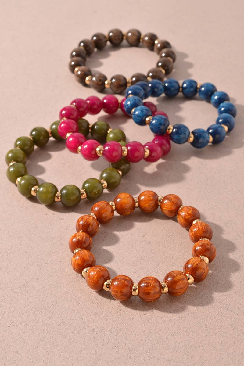 Marbled Round Beaded Stretch Bracelets