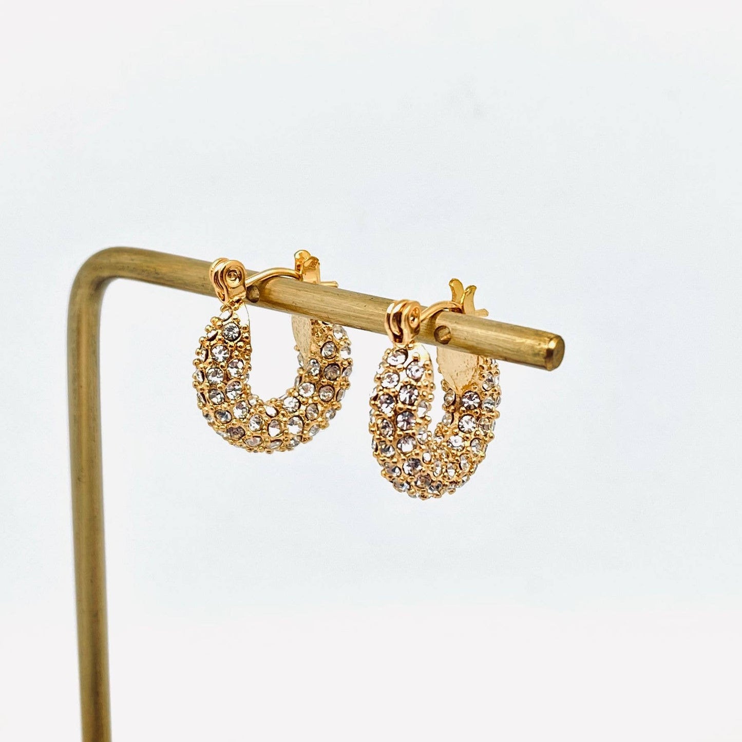 Sparkling 18K Gold Plated Stainless Steel Hoop Earrings