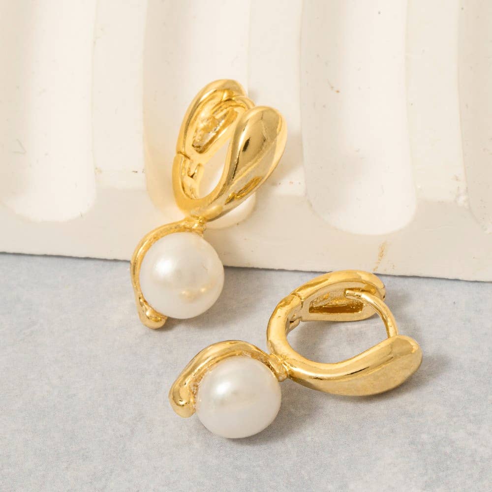 Mini Pearl Drop Huggie Earrings